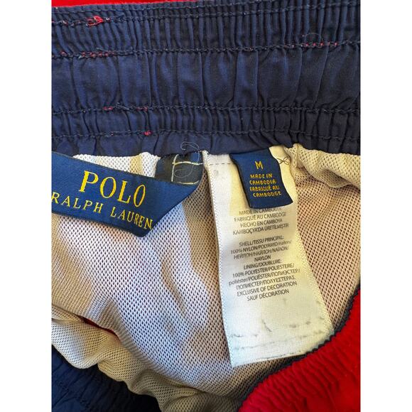 POLO RALPH LAUREN Mens Red Logo Swim Shorts in Size Medium - Picture 3 of 4